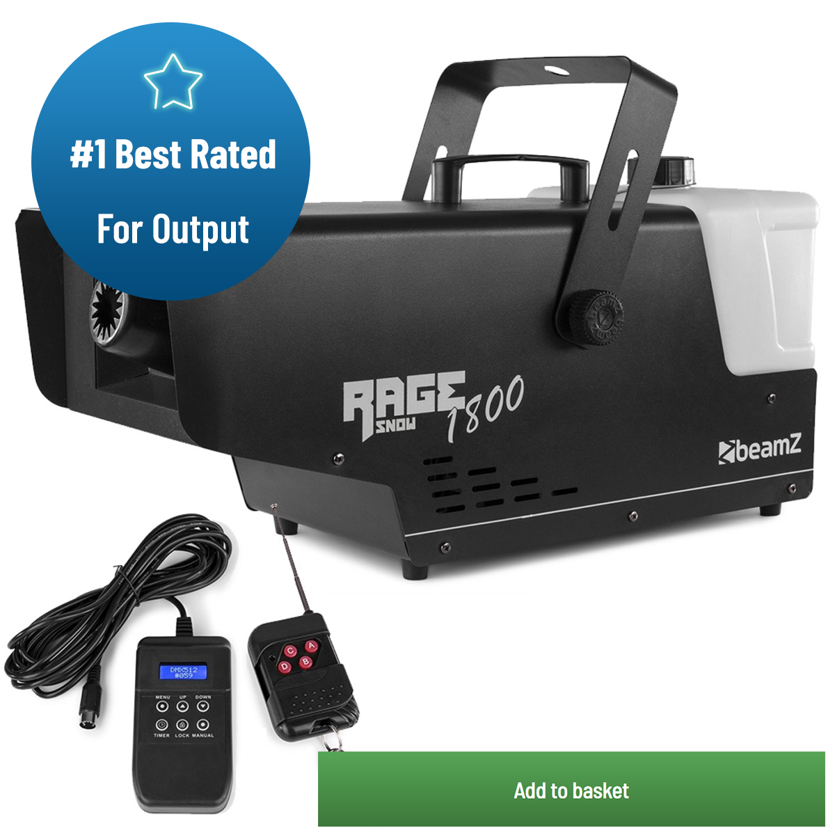 RAGE 1800 Snow Machine with Wireless Remote & Timer Control