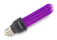 A purple coloured UV bulb used for halloween lights.