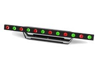 Thin oblong shaped LED bar light with red and green lamps and floor stand