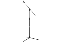 An height and angle adjustable microphone stand.