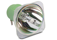 A replacement 7R disco light bulb with green body and reflector lamp.