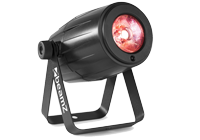 Spot light with red lens and adjustable stand housed in durable plastic, common with LED spotlights.