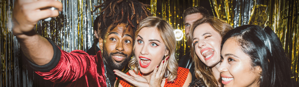 People enjoying a Christmas party