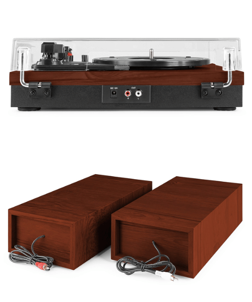 Back side of the Fenton RP165 record player, and the speaker connections