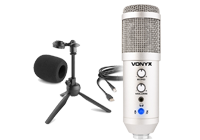 USB condenser microphone with desktop tripod stand