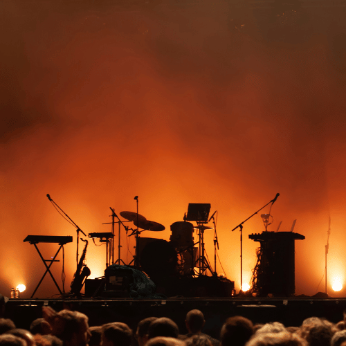 Drum set risers provide an isolated stage area that helps prevent unwanted vibrations