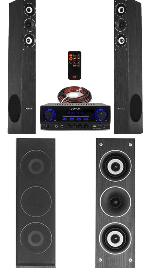 Fenton SHFT52 HiFi Tower Speakers and Stereo Amplifier